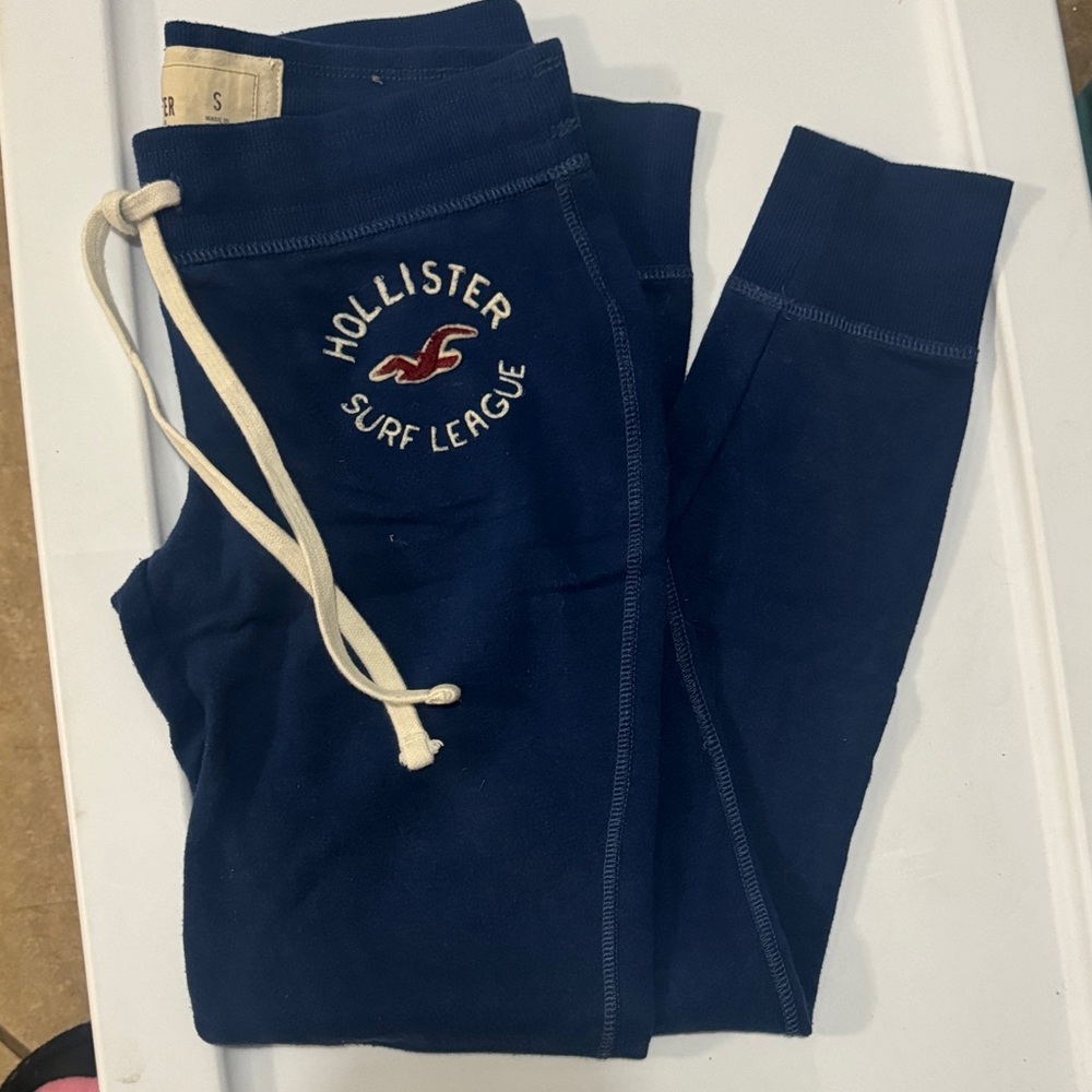 Hollister Navy Joggers with Logo
